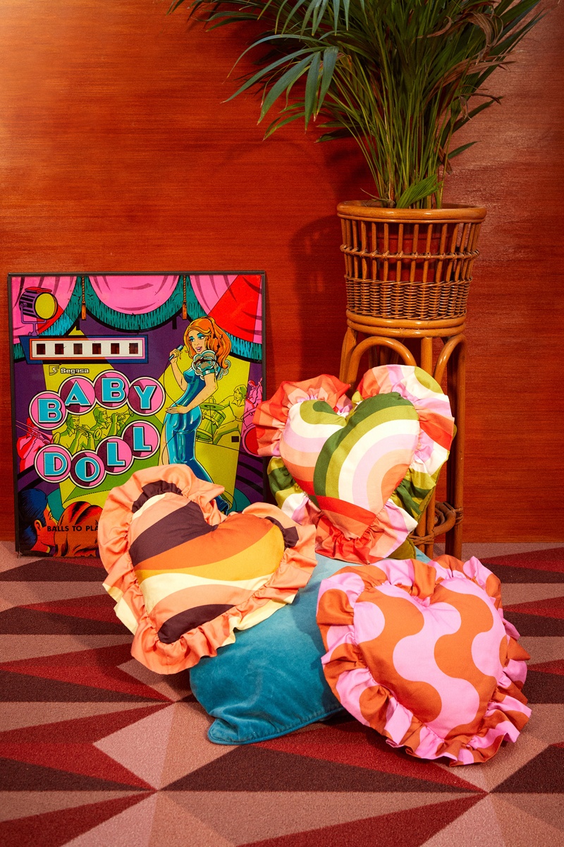 Young Hearts Ruffle Cushions from Weirdstock