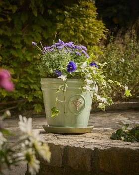 Verve Sage Green Ceramic Plant pot (Dia) 30cm, (H)26cm, 13L