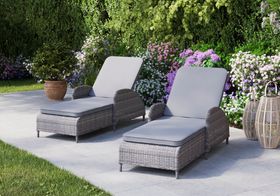 GoodHome Hamilton Steeple grey Rattan effect Sun lounger