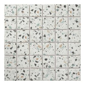 Helim Multicolour Frosted Matt Concrete effect Terrazzo Recycled glass Mosaic tile