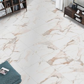 goodHome Cervo White & gold Matt Marble effect Porcelain Indoor Wall & floor Tile