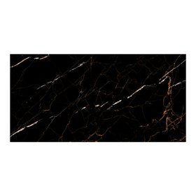 Marciana Black & gold High gloss Marble effect Porcelain Indoor Wall & floor Tile