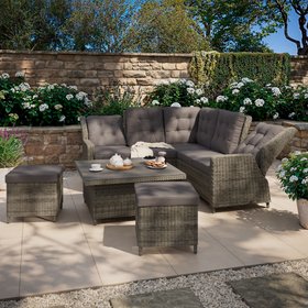 GoodHome Emali Matt Brown Metal 7 Seater Dining set