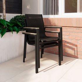 GoodHome Aconite Black Metal Armchair