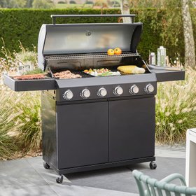 GoodHome Praden Black 6 burner Gas BBQ