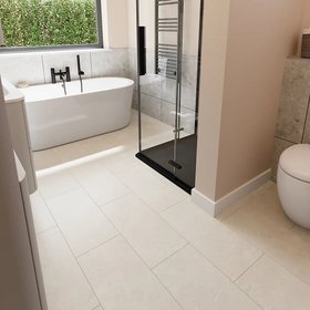 GoodHome White stone effect Structured Laminate Flooring, 1.86m²