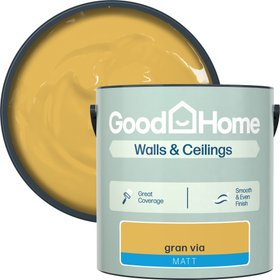 GoodHome Gran Via Matt Wall & ceiling Emulsion paint, 2.5L - Yellow
