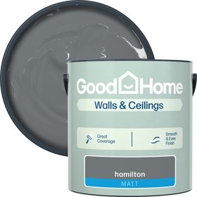 GoodHome Hamilton Matt Wall & ceiling Emulsion paint, 2.5L - Grey
