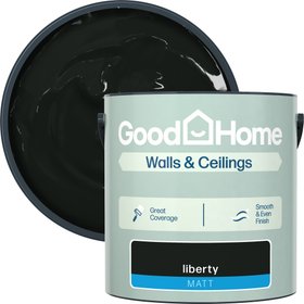 GoodHome Liberty Matt Wall & ceiling Emulsion paint, 2.5L - Black