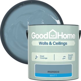 GoodHome Monaco Matt Wall & ceiling Emulsion paint, 2.5L - Blue