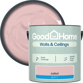 GoodHome Sakai Matt Wall & ceiling Emulsion paint, 2.5L - Pink