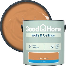 GoodHome Corbera Matt Wall & ceiling Emulsion paint, 2.5L - Orange