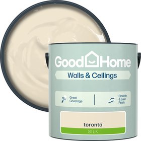 GoodHome Toronto Silk Wall & ceiling Emulsion paint, 2.5L - Cream