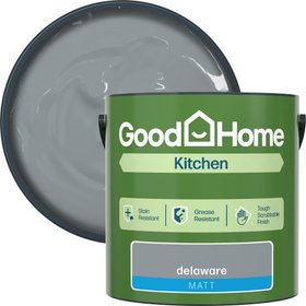 GoodHome Delaware Matt Wall & ceiling Emulsion paint, 2.5L - Grey