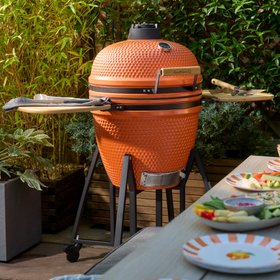 GoodHome Sagami Orange Ceramic Charcoal Kamado Egg BBQ
