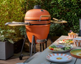 GoodHome Sagami Orange Ceramic Charcoal Kamado Egg BBQ