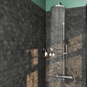 GoodHome Maza Chrome effect Thermostatic Mixer Multi head shower ON