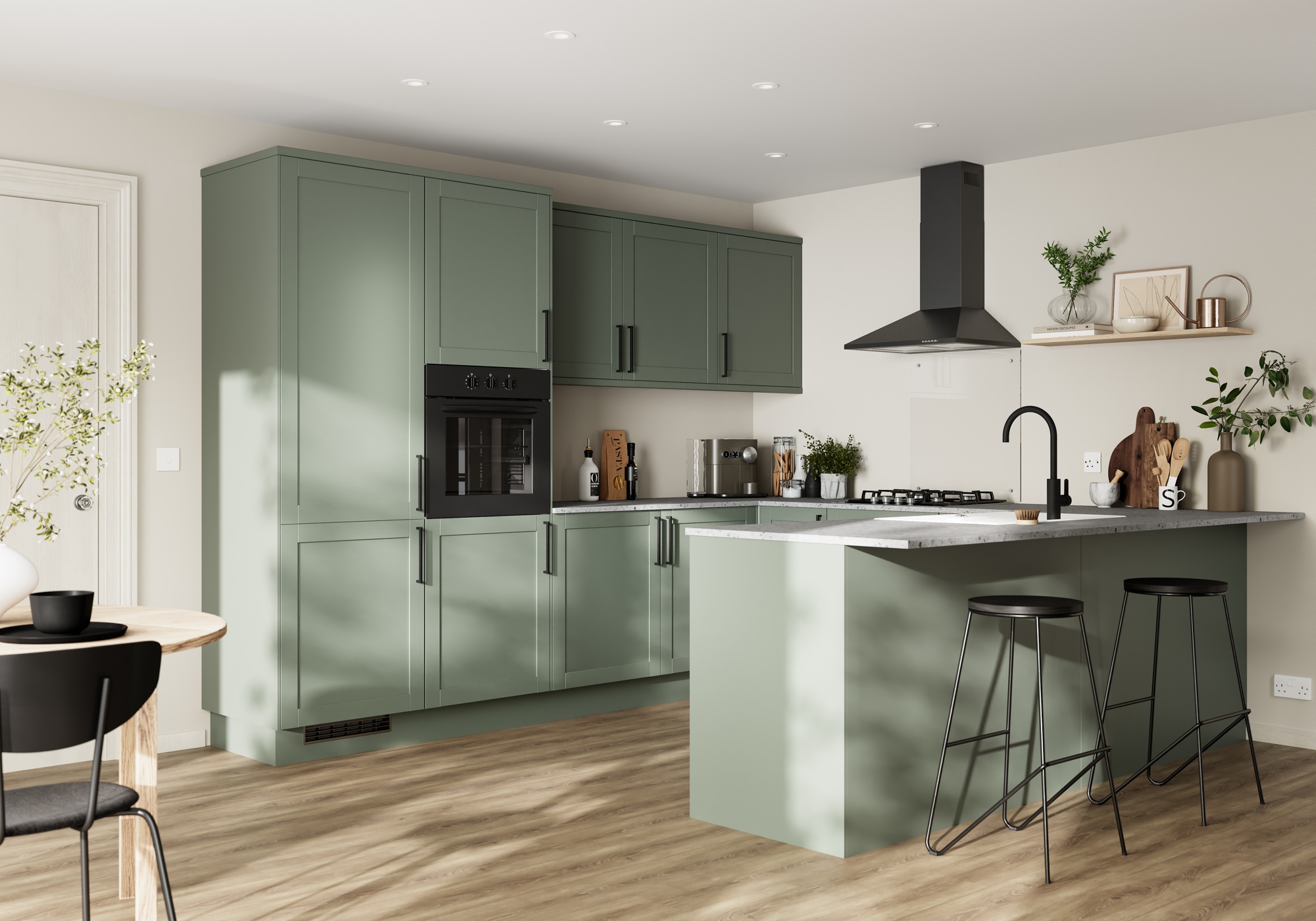 GoodHome Ashmead Reed Green Kitchen