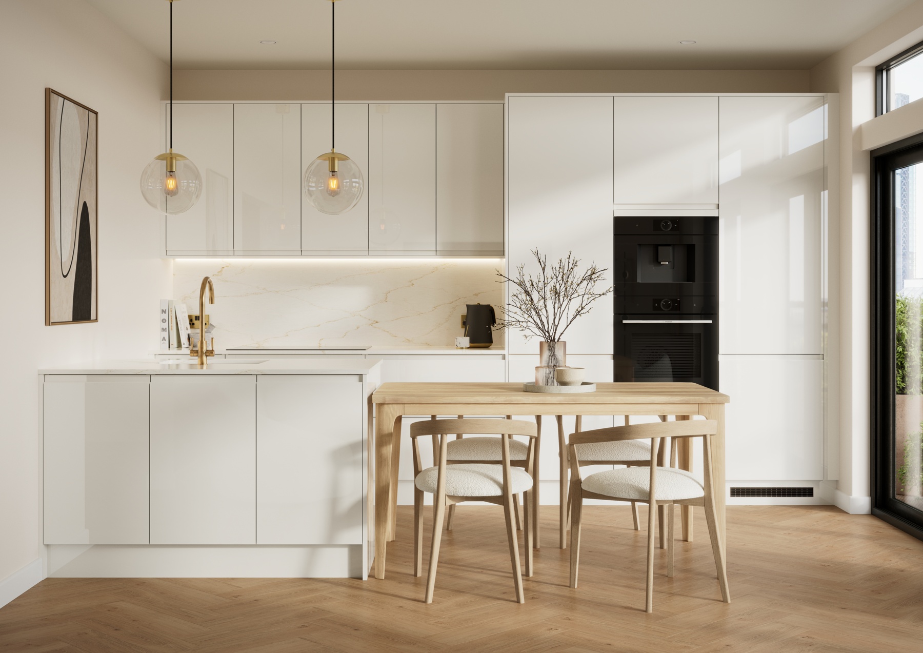 GoodHome Garcinia Gloss Sandstone Kitchen