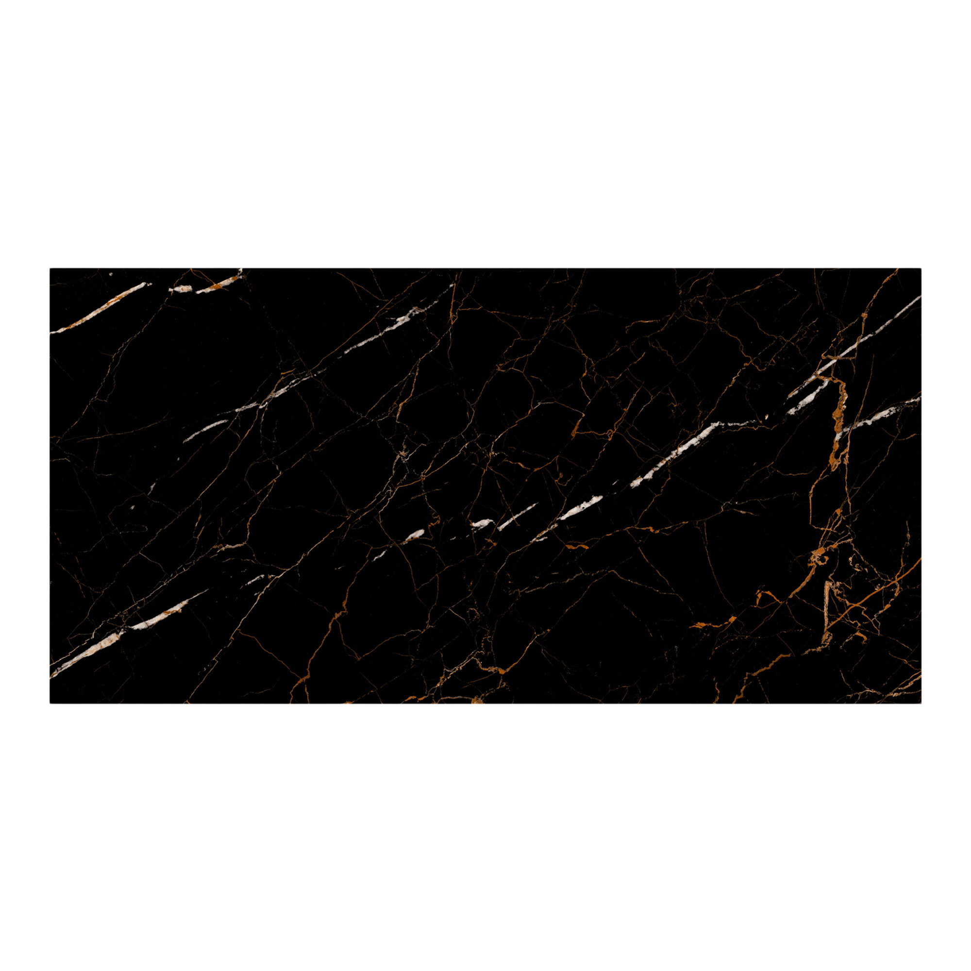Marciana Black & gold High gloss Marble effect Porcelain Indoor Wall & floor Tile