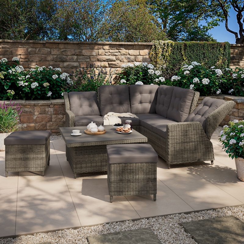 GoodHome Emali Matt Brown Metal 7 Seater Dining set