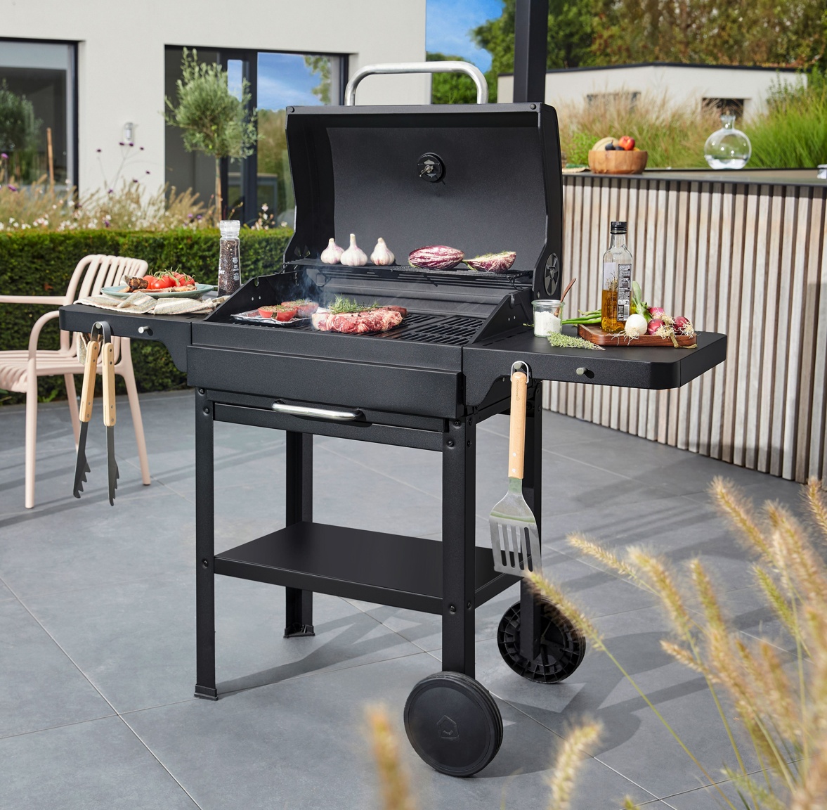 GoodHome Tippah Black Charcoal BBQ