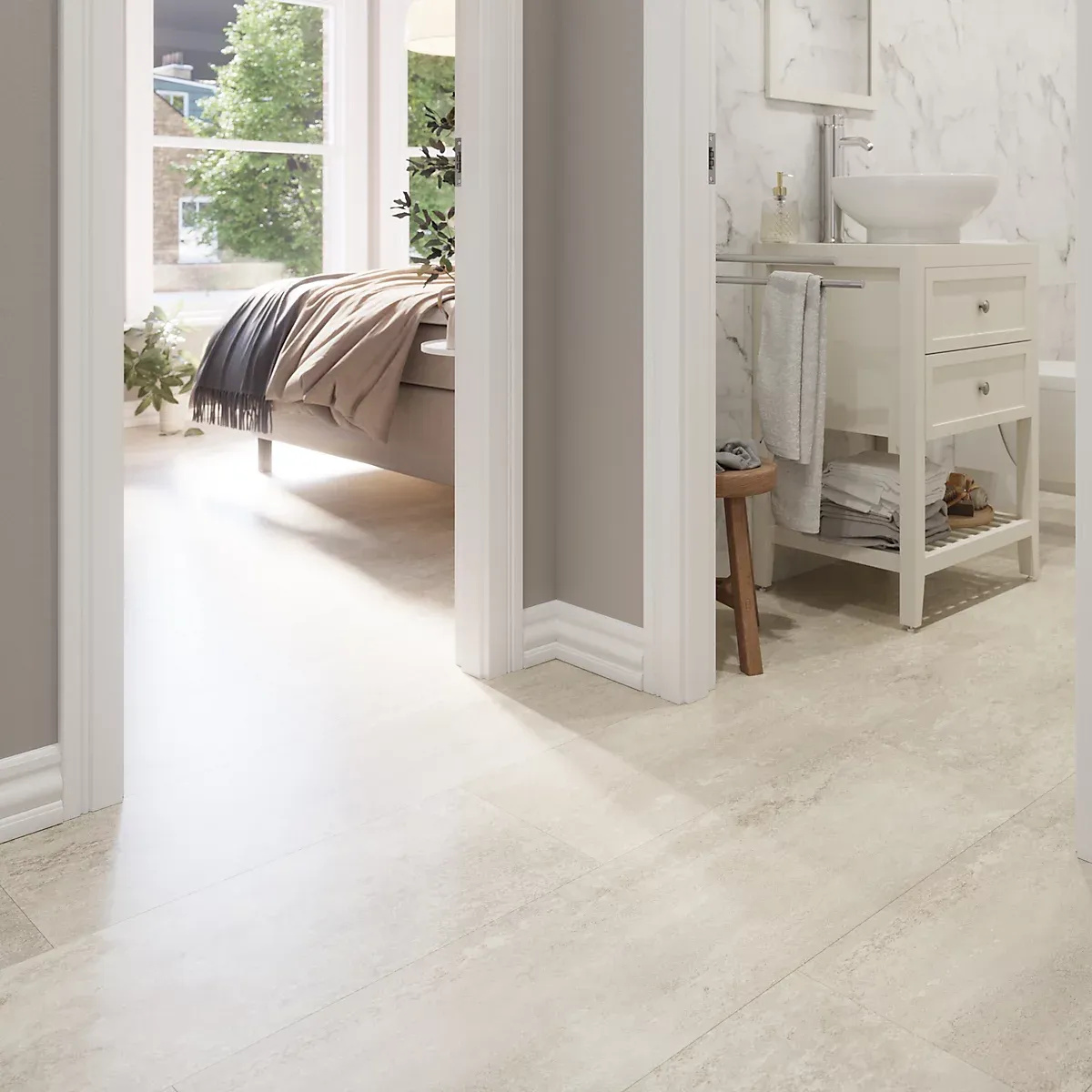 GoodHome Elstree Natural Stone effect Laminate Flooring, 2.535m²
