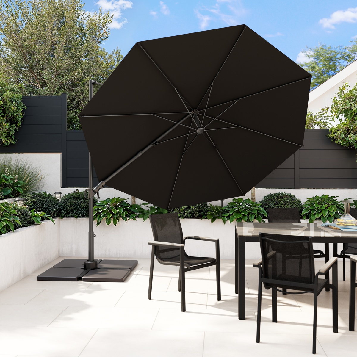 GoodHome Cesna (H) 2.5m Dark shadow Overhanging parasol