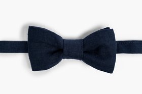 Navy Blue Linen Bow Tie