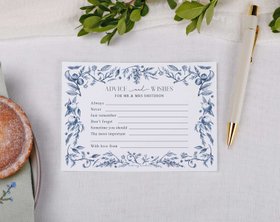 Blue Garden Wedding Advice Cards Keepsake