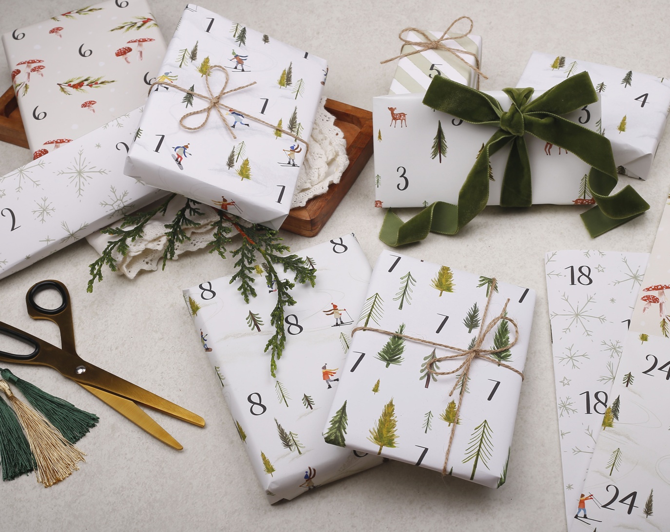 Christmas Advent Calendar Wrapping Paper Kit