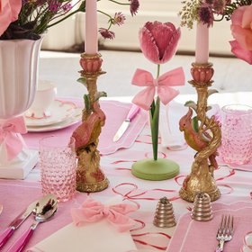 Dahlia Pink Petal Candleholder - Tole