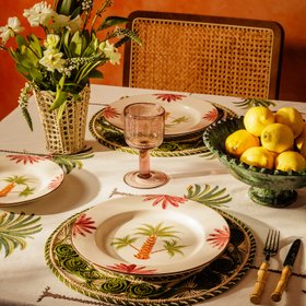 Arabella Dinner Plate, Green Palm Tree