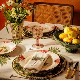 Arabella Dinner Plate, Green Palm Tree