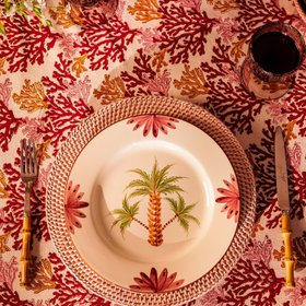 Arabella Dinner Plate, Green Palm Tree