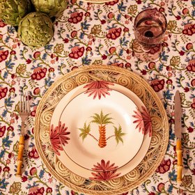 Arabella Dinner Plate, Green Palm Tree
