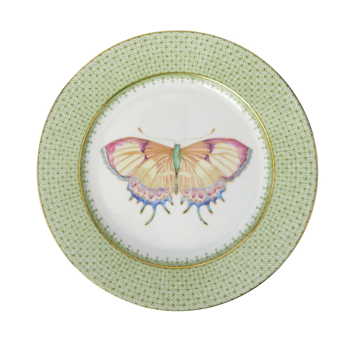 Green Apple Lace Plate Butterfly Side/Pudding Plates - Set of 4
