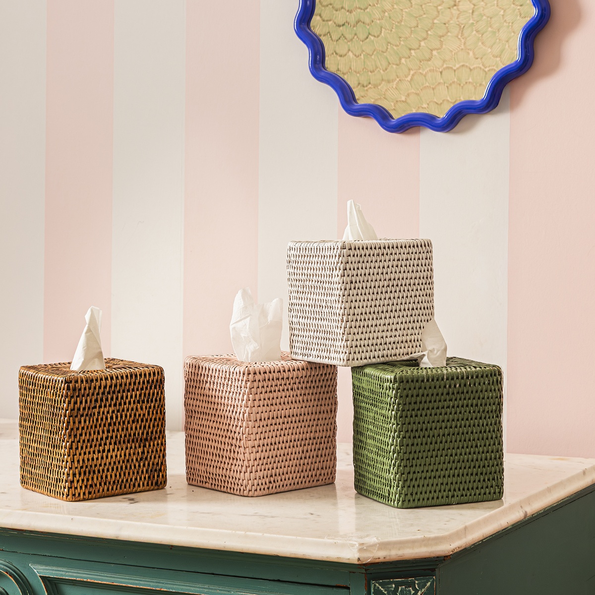 Rattan Tissue Box Cover - Brown