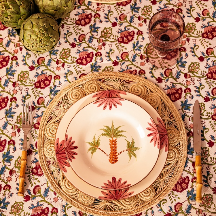 Arabella Dinner Plate, Green Palm Tree