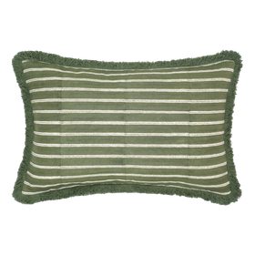 The Roost Birdie Fortescue Edo Stripe Cushion In Green, £72
