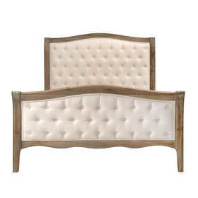 Camille Limewash Oak Buttoned 6ft Super King Bed