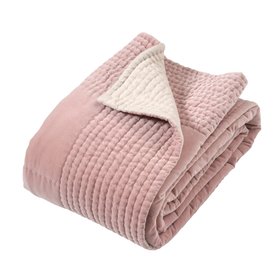 Luxury Cotton Velvet Dusky Pink Bed Throw