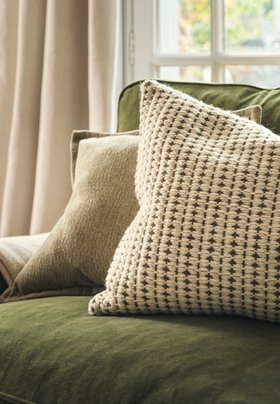 Textured Cotton Weave Cushion in Fir