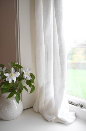 Rowcroft Pure Linen Curtain Pair in  White from £85
