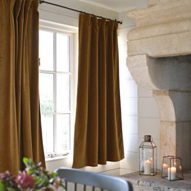 Lodgemore Velvet Gold Curtain Pair from £75