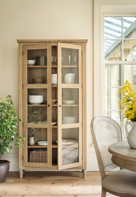 Camille Limewash Oak Glass Display Cabinet