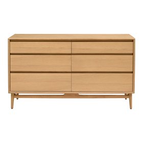 Winson Light Oak Low and Wide 6 Drawer Chest