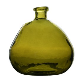 Simplicity Blown Glass Vase 23cm Olive Green