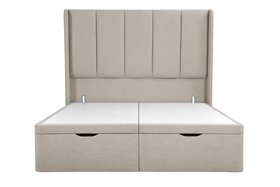Parker Double Ottoman Storage Bed in Natural House Linen Mix
