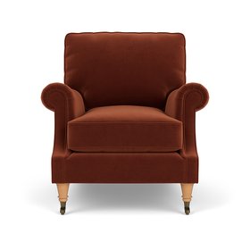 Taylor High Back Armchair In Brick Matt Velvet